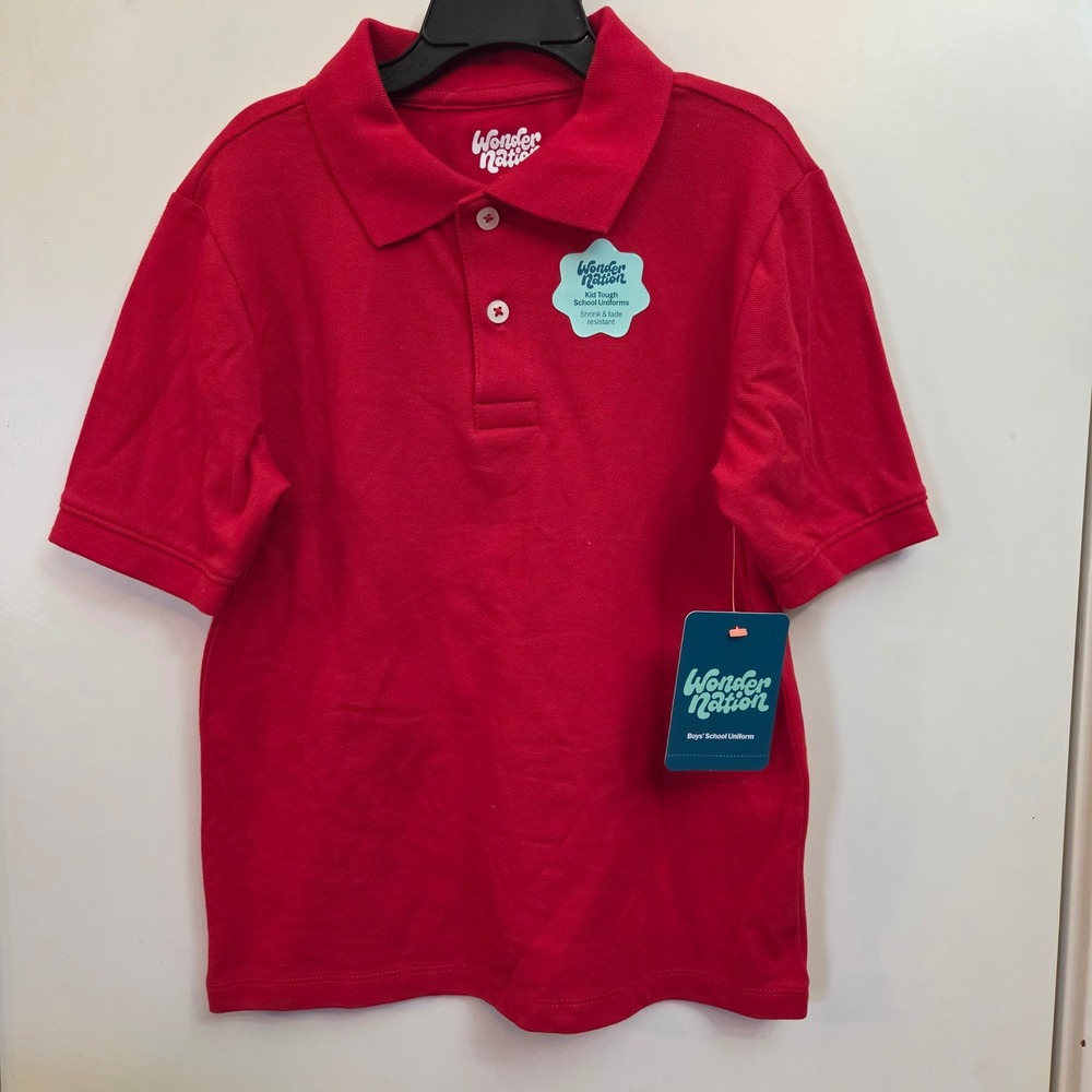 Wonder Nation Boys Pique Polo Shirt Brilliant Red School Uniform Size M 8 NWT